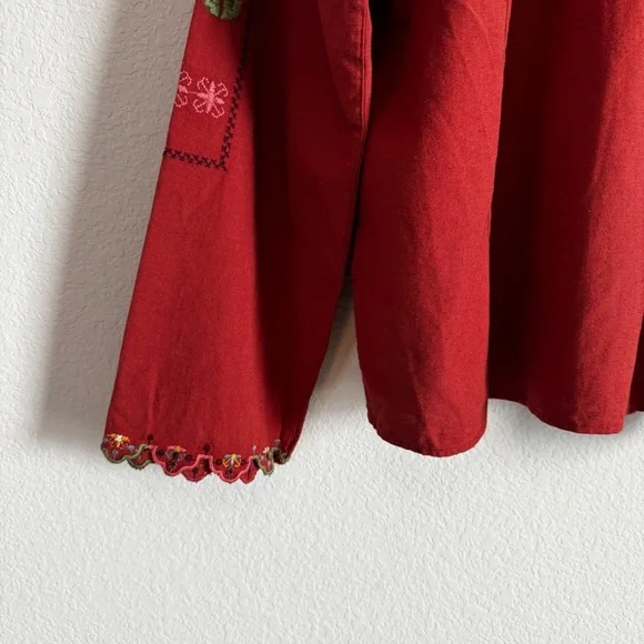 Zara Women's Floral Embroidered Split Neck Scalloped Detail Tunic Top Size XS - Picture 10 of 11